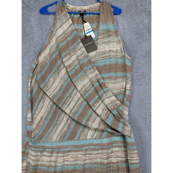 Tommy Bahama Dress Womens XL Coffee Linen Blend Gold Metallic Maxi Ladies NEW - Picture 3 of 13